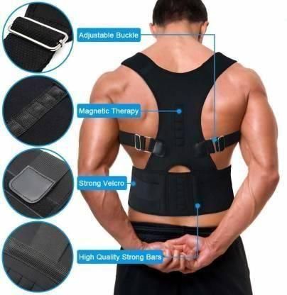 Magnetic Therapy Posture Corrector Shoulder Belt Back PainRelief & Abdomen Support Back & Abdomen Support (Black Color)